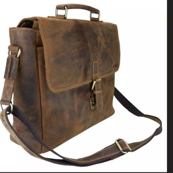 Greenburry Vintage 1656-25 Leather Briefcase Shoulder Bag Crossbody Bag - Picture 2 of 3